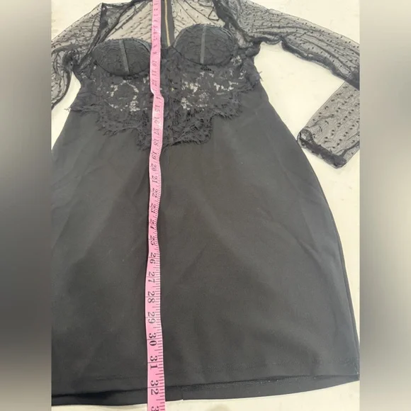 Chic Black Lace Long Sleeve Dress - Picture 7 of 10